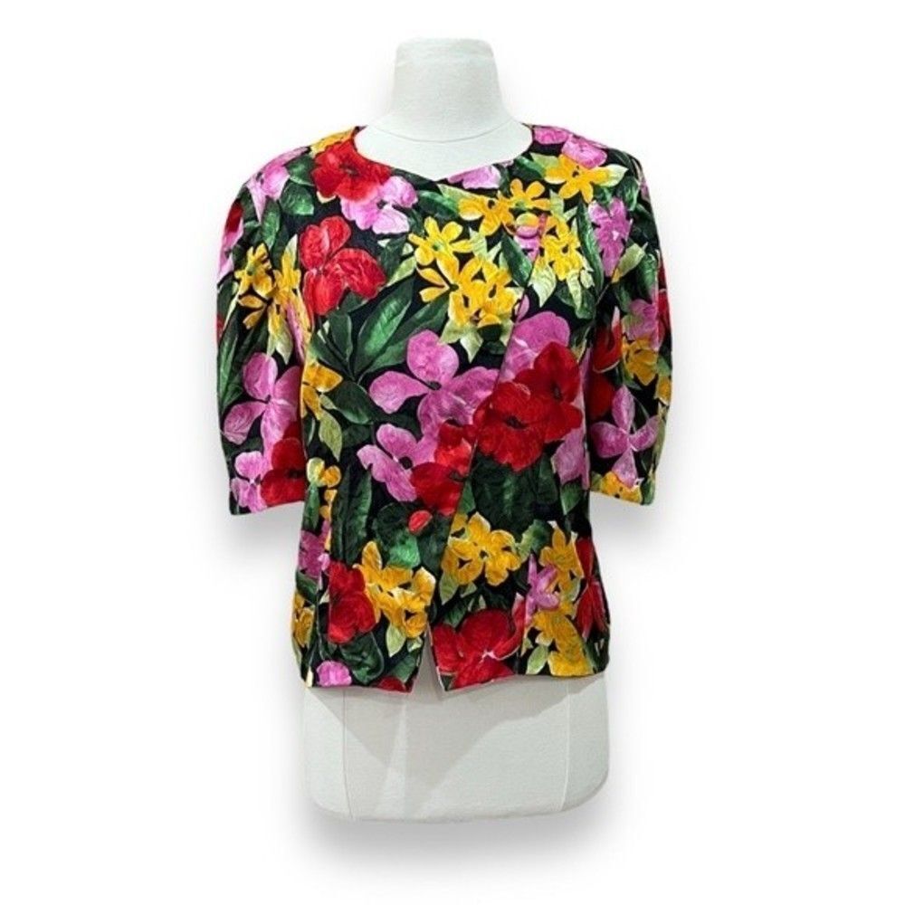 Vintage Floral Asymmetrical Blouse Large
